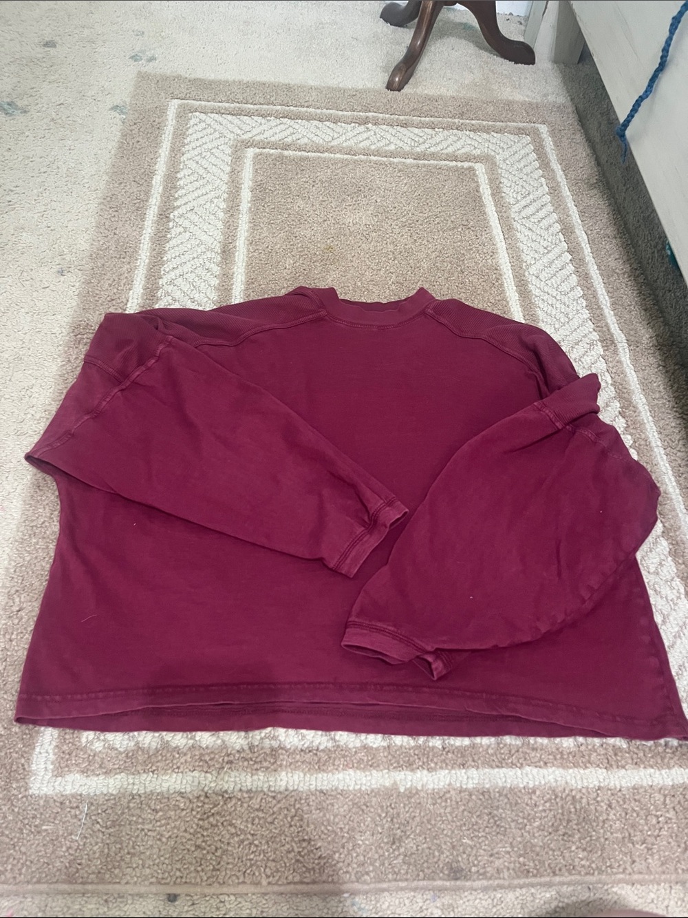 aerie Cozy Ribbed Mock Neck long sleeve T - Deep Cherry Size M